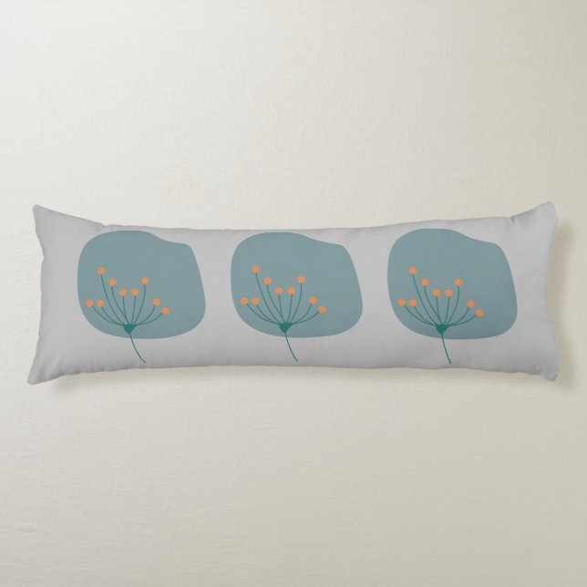 Simple Modern Abstract Grey and Blue Body Cushion (Front)