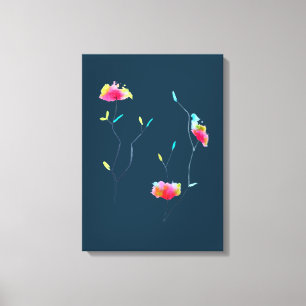 Simple modern abstract Japanese pink flower Canvas Print
