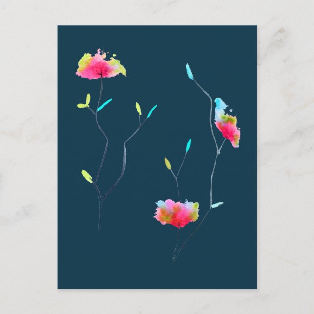 Simple modern abstract Japanese pink flower Postcard (Front)