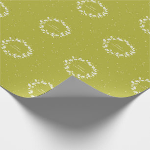 Simple Modern Acid Green Christmas Holly Wreath Wrapping Paper