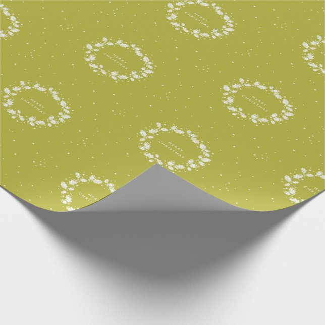 Simple Modern Acid Green Christmas Holly Wreath Wrapping Paper (Corner)