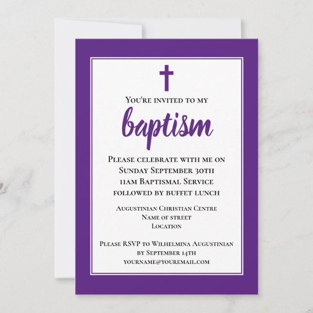 Simple Modern Adult Baptism Invitation (Front)