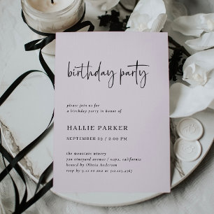 Simple Modern and Minimal   Blush Birthday Party Invitation