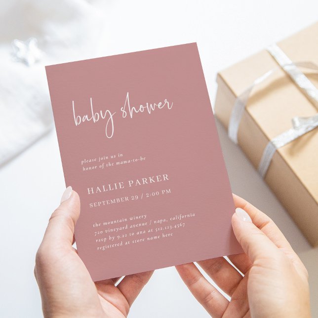 Simple Modern and Minimal | Dusty Rose Baby Shower Invitation (Creator Uploaded)