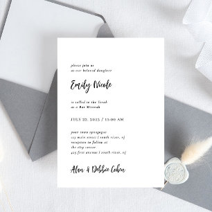 Simple Modern and Minimalist Bat Mitzvah Invitation