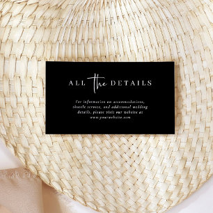 Simple Modern and Minimalist Black Wedding Details Enclosure Card