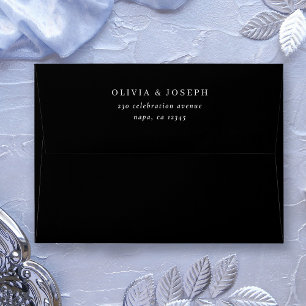 Simple Modern and Minimalist Black   Wedding Envelope