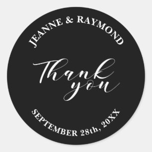 Simple Modern and Minimalist Black Wedding Favour Classic Round Sticker