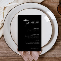 Simple Modern and Minimalist | Black Wedding Menu