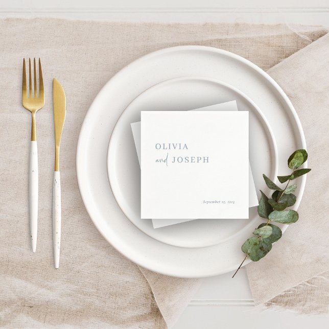 Simple Modern and Minimalist | Dusty Blue Wedding Napkin (Creator Uploaded)