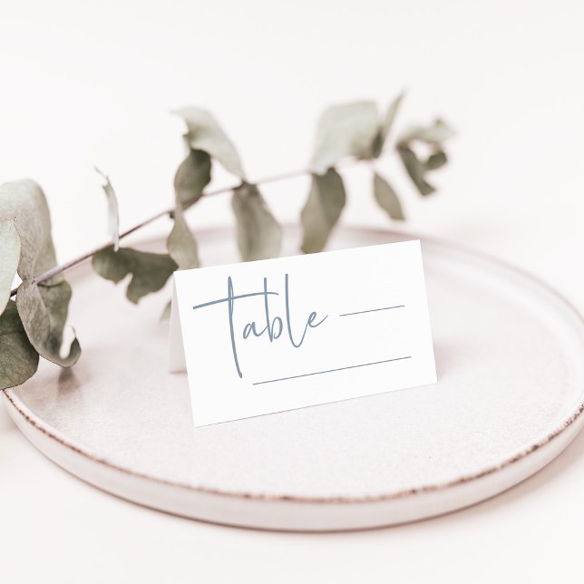 Simple Modern and Minimalist | Dusty Blue Wedding Place Card (Creator Uploaded)