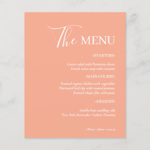 Simple Modern and Minimalist   Peach Wedding Menu