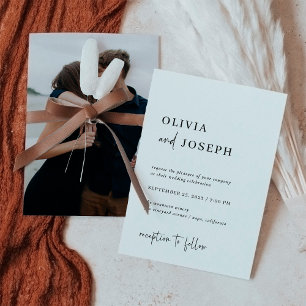 Simple Modern and Minimalist Photo Back Wedding Invitation