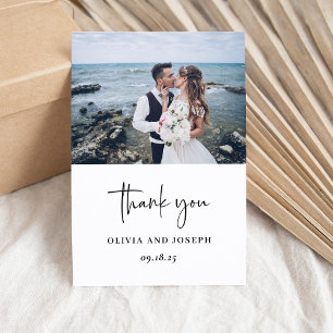 Simple Modern and Minimalist Photo Wedding Thank You Card