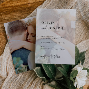 Simple Modern and Minimalist Two Photo Wedding Invitation
