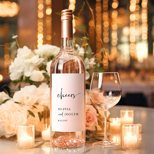 Simple Modern and Minimalist   Wedding Cheers Wine Label