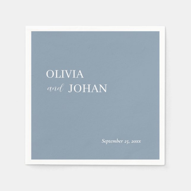 Simple Modern and Minimalist | Wedding Dusty Blue Napkin (Front)