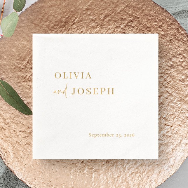 Simple Modern and Minimalist | Wedding Gold Foil Napkins (Creator Uploaded)