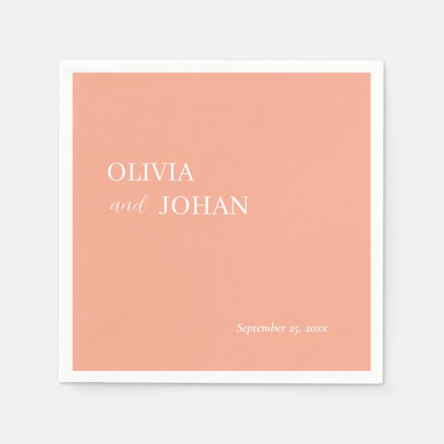 Simple Modern and Minimalist | Wedding Peach Napkin (Front)