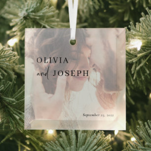 Simple Modern and Minimalist Wedding Photo Glass Tree Decoration