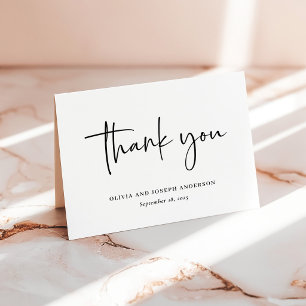 Simple Modern and Minimalist   Wedding Thank You Card