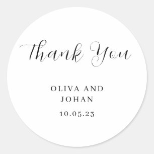 Simple Modern and Minimalist   White Wedding Classic Round Sticker