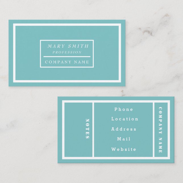 Simple Modern Aqua Sky Business Card (Front/Back)
