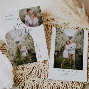 Simple Modern Arch Circle Photo Save the Date Invitation