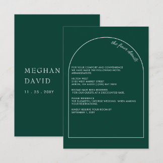 Simple Modern Arch Emerald Green Wedding Enclosure Card