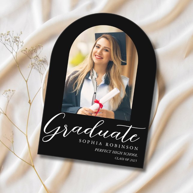 Simple Modern Arch Photo Graduation  Acrylic Invitations (Creator Uploaded)