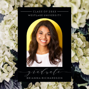 SIMPLE MODERN ARCH SCRIPT GRADUATION INVITATION