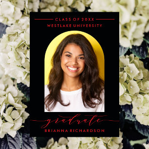 SIMPLE MODERN ARCH SCRIPT GRADUATION INVITATION