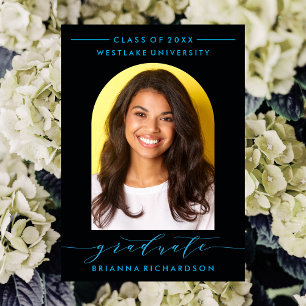 SIMPLE MODERN ARCH SCRIPT GRADUATION INVITATION