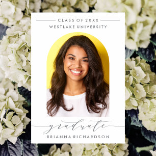 SIMPLE MODERN ARCH SCRIPT GRADUATION INVITATION