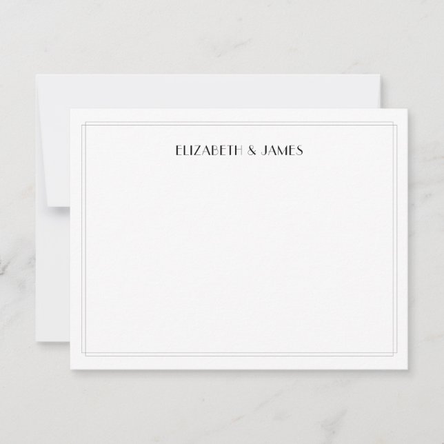 Simple Modern Art Deco Couple Names Card (Front)