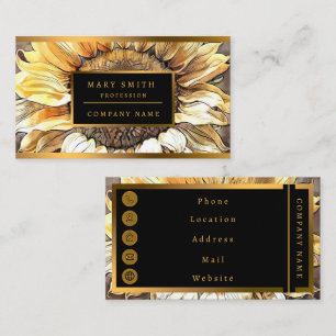 Simple Modern Art Sun Sunflower Collection Business Card