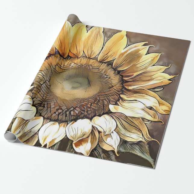 Simple Modern Art Sun Sunflower Collection Wrapping Paper (Unrolled)