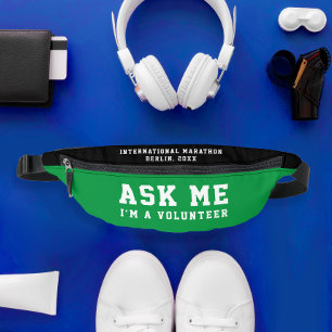 Simple Modern Ask Me Green White Volunteer Help Bum Bags