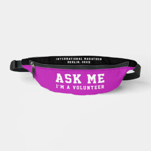 Simple Modern Ask Me Pink White Volunteer Help Bum Bags