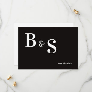 Simple Modern B/W Monogram QR Code Save The Date