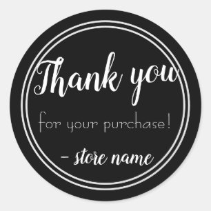 Simple Modern B&W Thank you For Your Purchase Classic Round Sticker