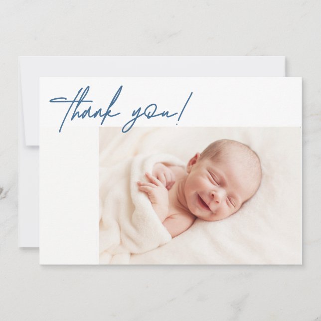 Simple Modern Baby Boy Blue birth Baby shower Gift Announcement (Front)