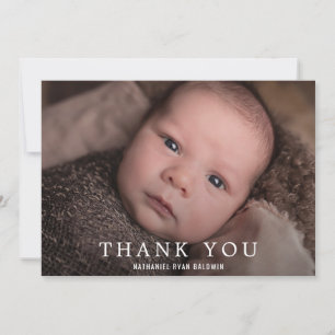 Simple Modern Baby Boy Photo Baby Shower Thank You Card