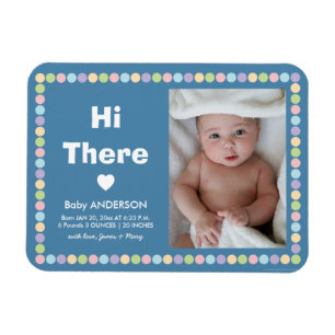 Simple Modern Baby Boy Photo Birth Announcement Magnet