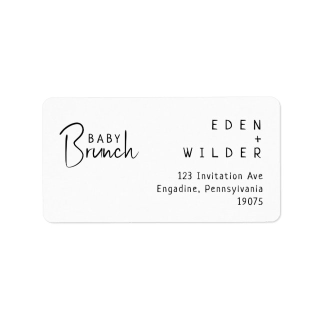 Simple Modern Baby Brunch RSVP Return Address Label (Front)