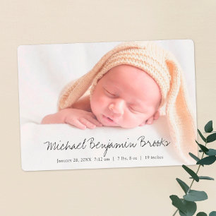 Simple Modern Baby Photo Birth Announcement