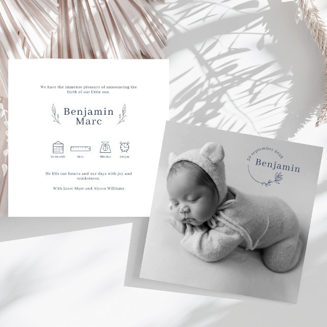 Simple Modern Baby Photo Birth Announcement (Creator Uploaded)