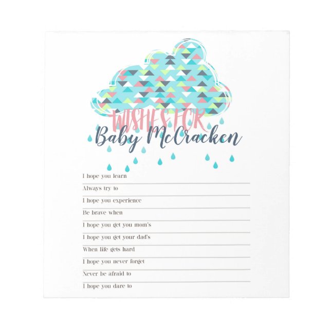 Simple Modern Baby Shower Games Notepad (Front)