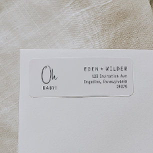 Simple Modern Baby Shower Oh Baby Return Address