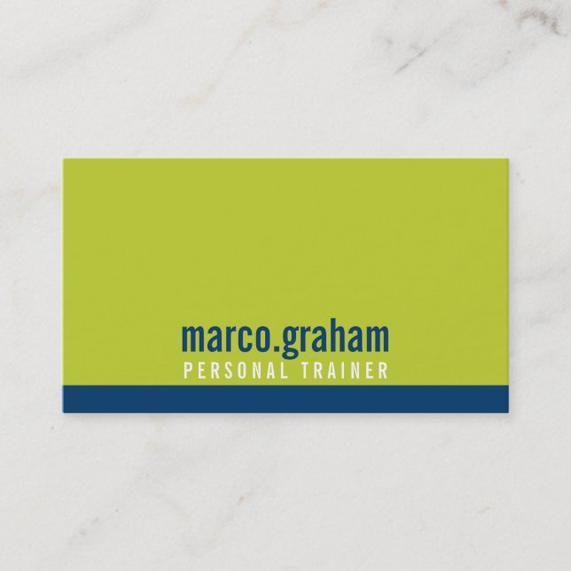 SIMPLE MODERN BAND bold masculine lime navy blue Business Card (Front)